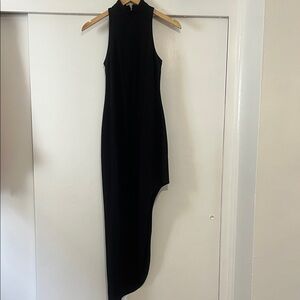 Bebe Black Asymmetrical Body Con Sleeveless Dress XS